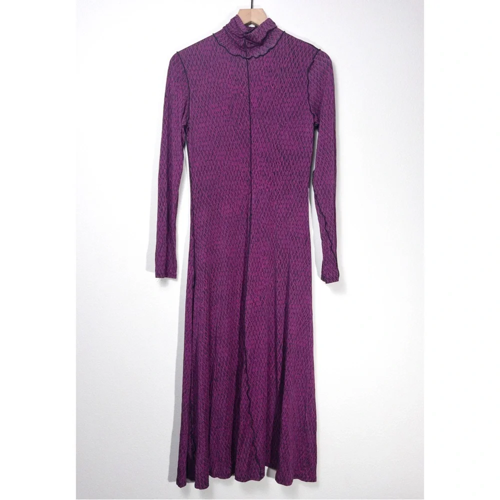 Proenza Schouler White Label Marble Mesh Turtleneck Midi Dress M Jersey Stretch - Picture 4 of 11